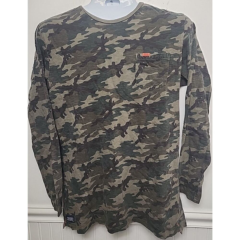 SUPERDRY Mens XL Shirt Camo Long Sleeve Crew Neck SUPER DRY ORIGINALS Cotton
